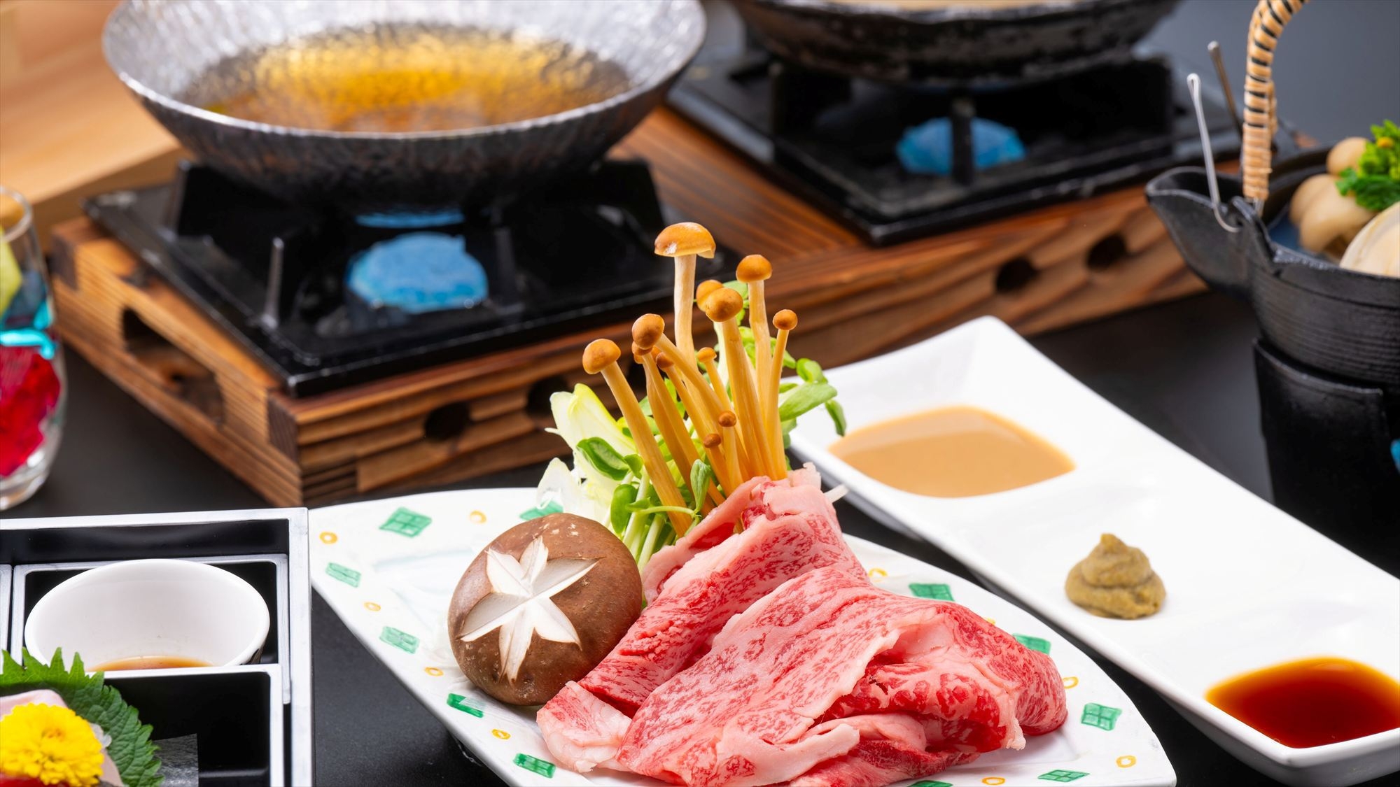 【春の四季会席】ワンドリンク付き！ご夕食メインは上州牛のしゃぶしゃぶ＋源泉せいろ蒸し＋蛤の土瓶蒸し