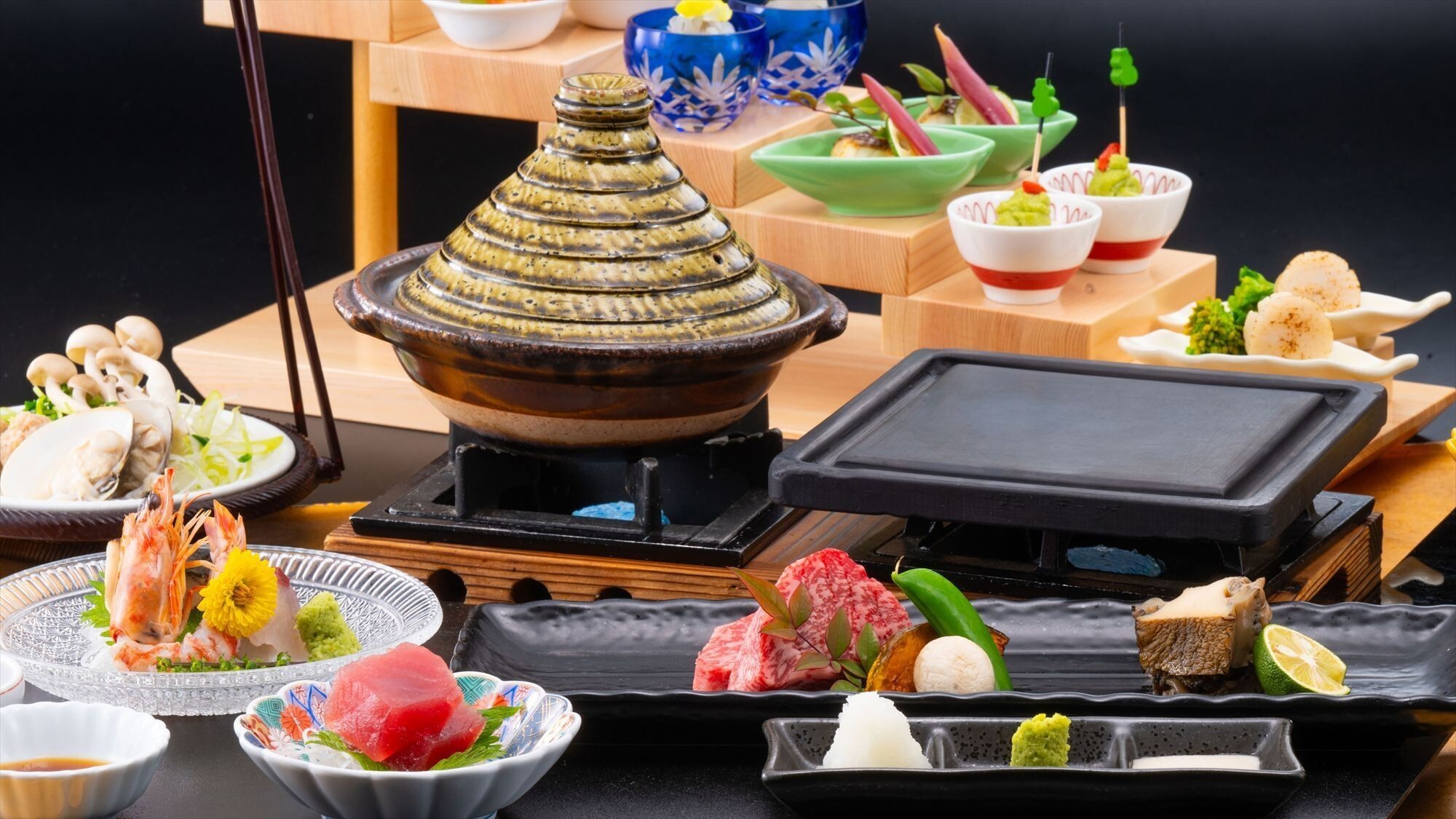 【菊水会席】赤城牛&鮑ステーキのWメイン