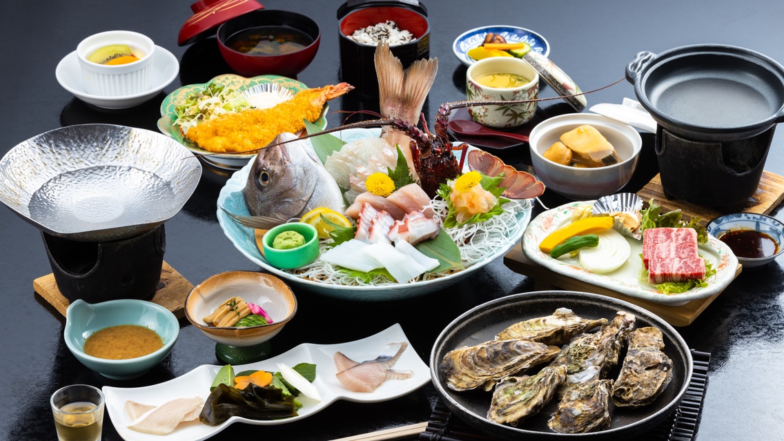 【大浴場リニューアルOPEN記念】伊勢海老造付き海幸会席が6月末まで5％OFF♪≪トンビ餌付け体験≫