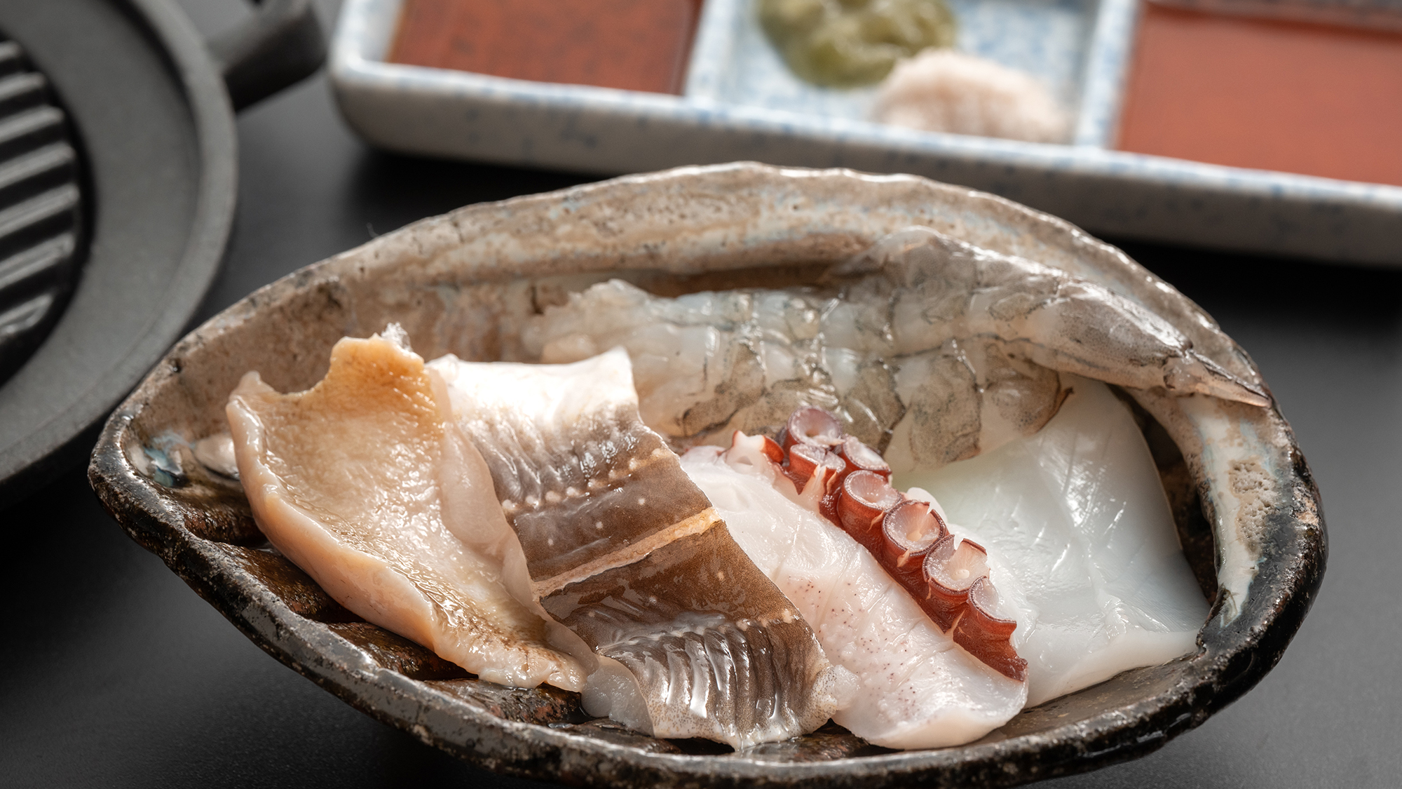 【グレードアップ料理-美味魚編イメージ-】海鮮の鉄板焼き（6月-8月のお品書）