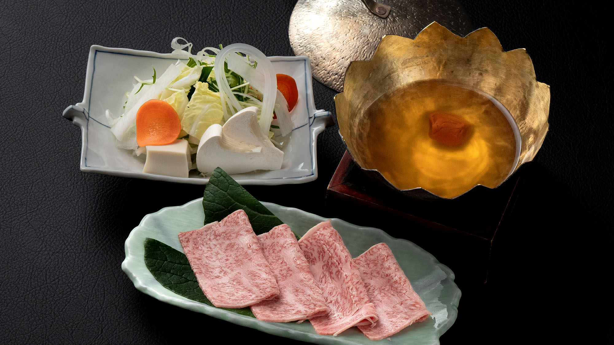 【基本料理-雅膳イメージ-】広島牛しゃぶ梅仕立て（3月-5月のお品書）