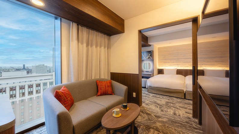 <2026年改装>【高層階エグゼクティブフロア】デラックスツイン/リビング付の上質な空間