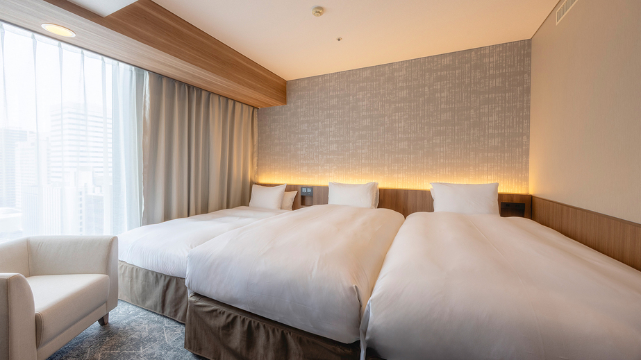 <2026年改装>【エグゼクティブフロア:トリプル】22平米:シングル(100cm幅)×3台