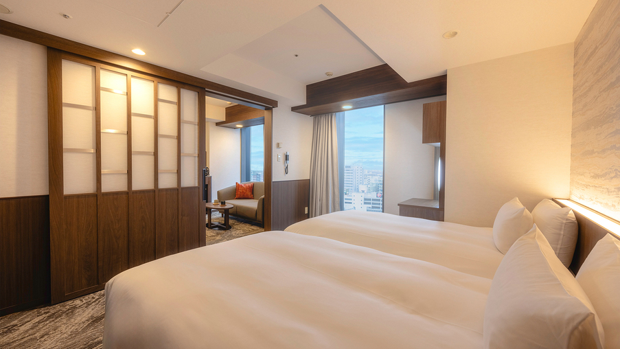 <2026年改装>【高層階エグゼクティブフロア】デラックスツイン/リビング付の上質な空間