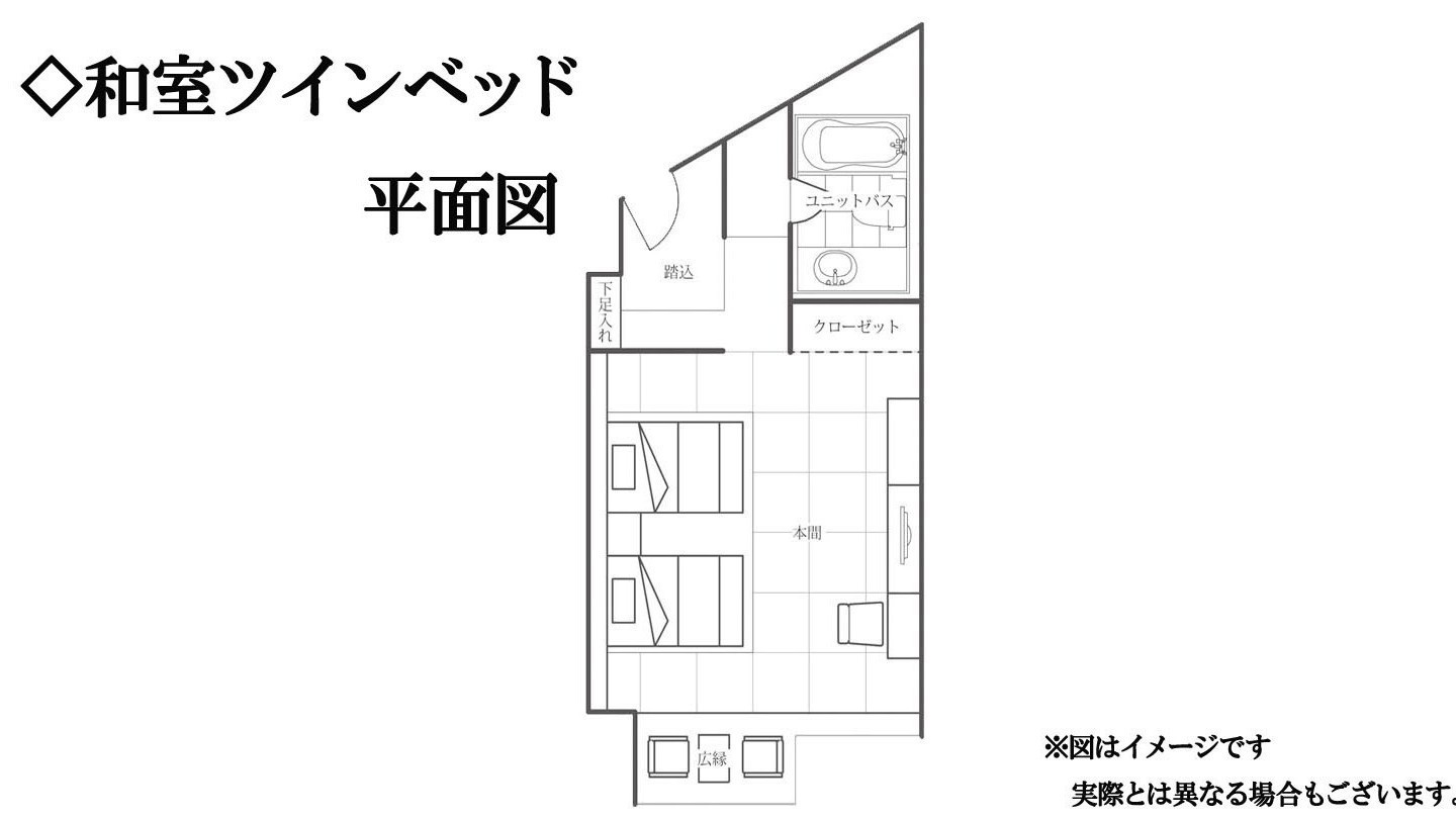 和室ツインベッドルームの間取り図