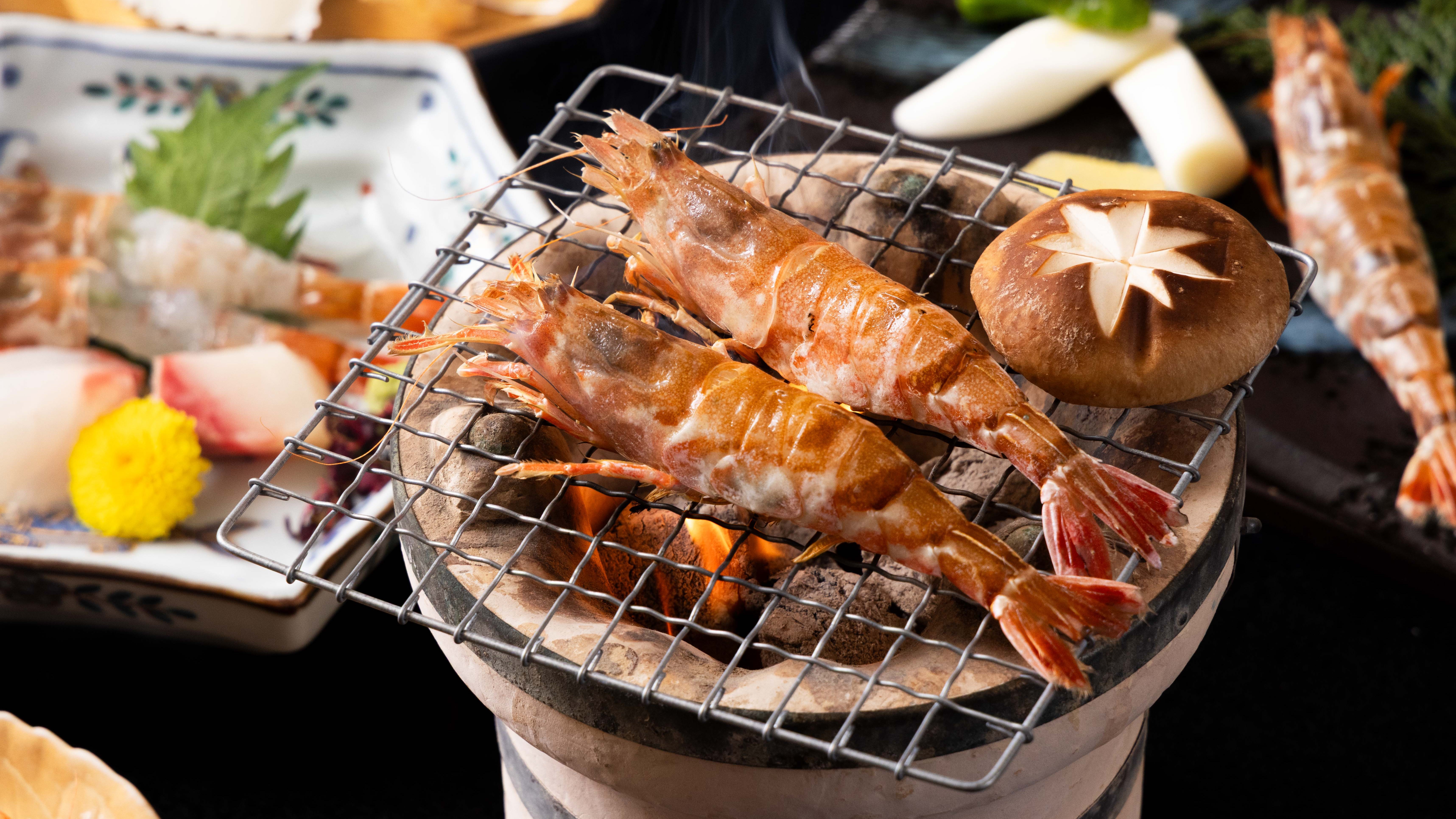 モサエビの炭焼き