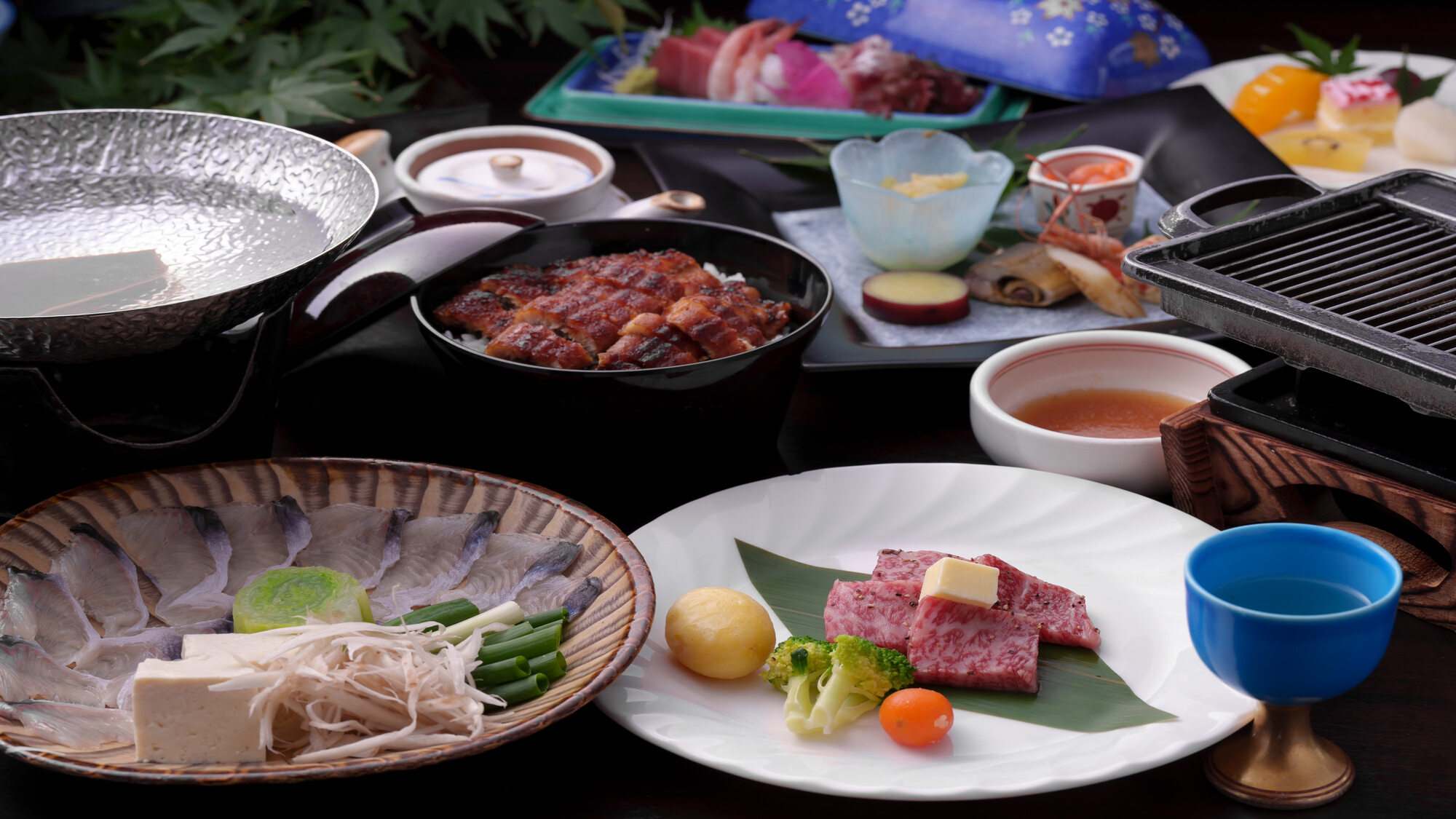 【少量美味会席】鰻ひつまぶし・黒毛和牛ミニステーキをご堪能！