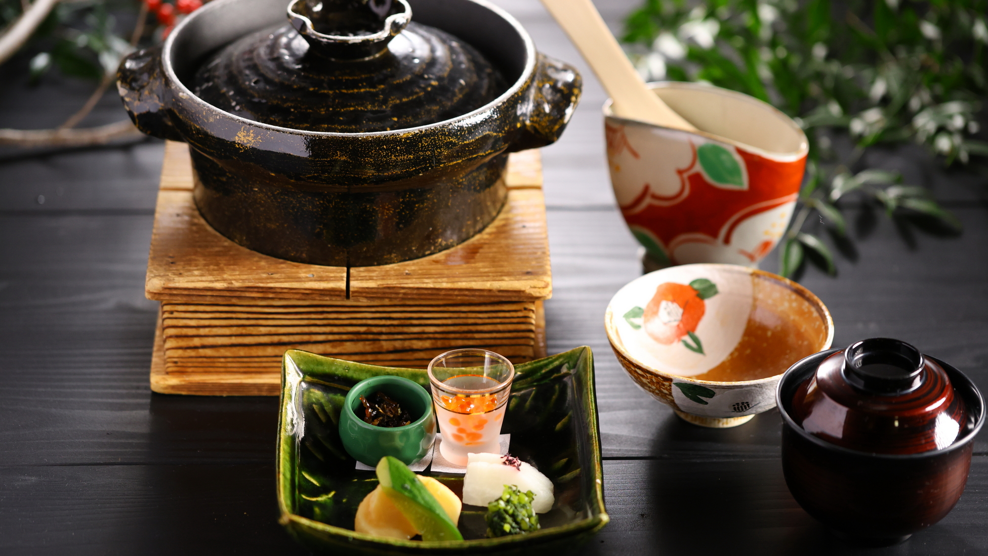 【2025冬】ご飯・止椀・香の物／北海道産「ゆめぴりか」の釜炊きご飯に合うお漬物と赤出汁でどうぞ