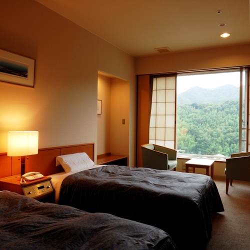 [双床房]带浴室和卫生间-可以俯瞰伊豆的群山-