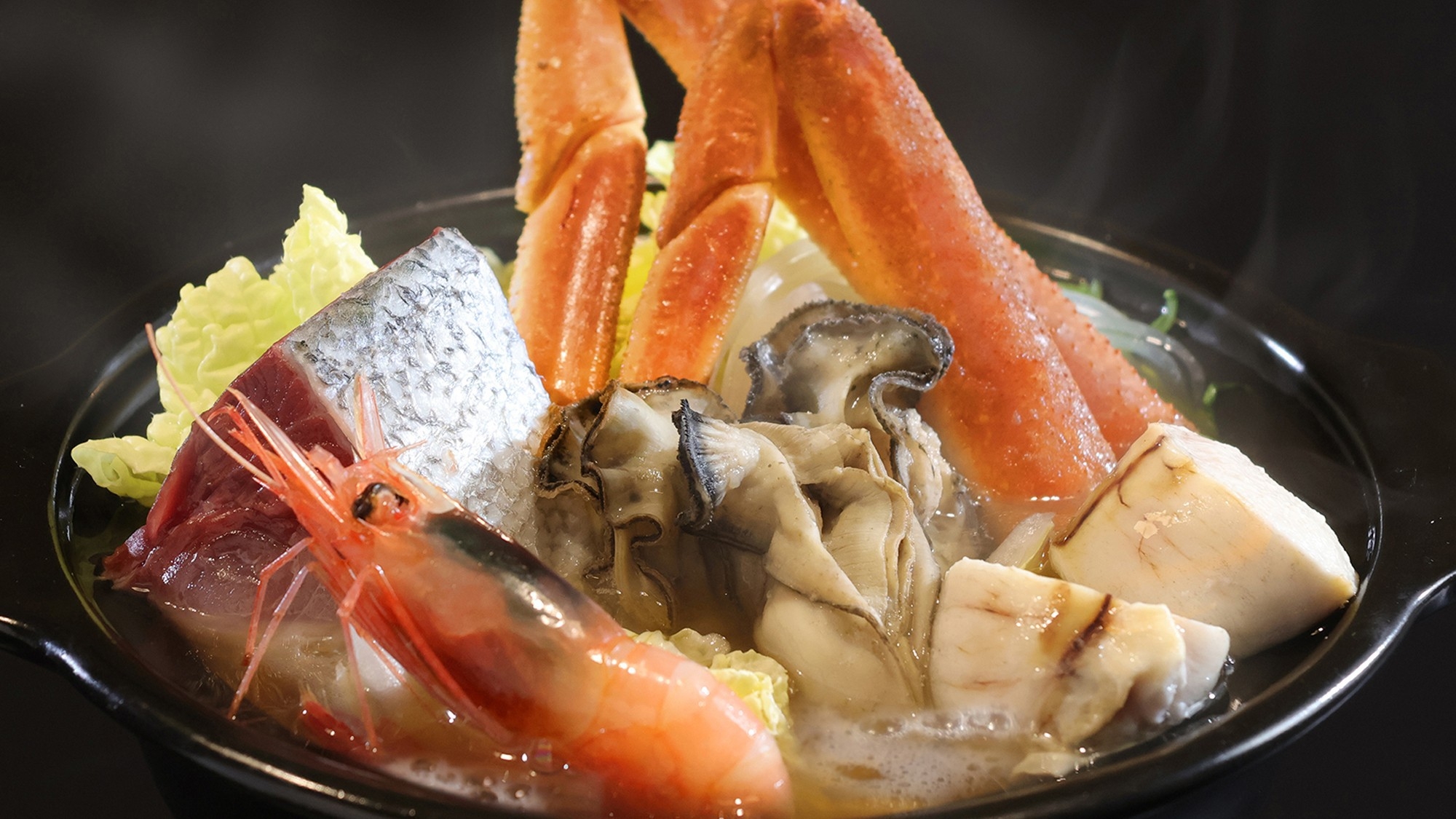 【冬の口福グルメ】ズワイ蟹・牡蠣・鰤・甘エビ・フグ白子　冬の五大グルメを鍋で堪能　地酒3種ペアリング