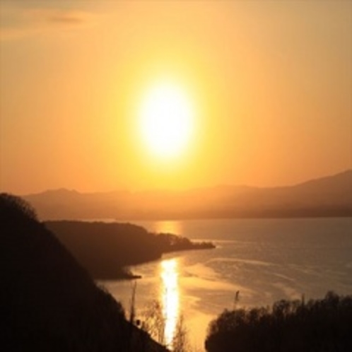網走湖の夕陽