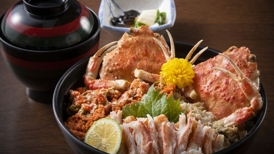 【日帰り〇特製せいこ丼】年内限定！せいこ蟹丸ごと2杯たーっぷり丼♪＜個室休憩＋ご入浴（タオル）付＞