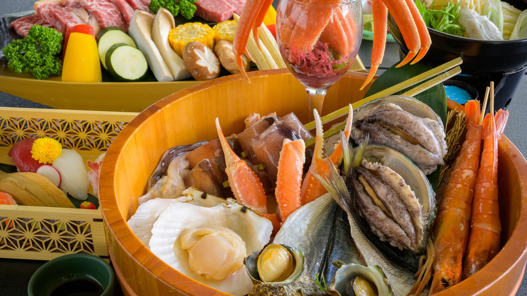 「福彩-FUKUIRO」特選グリルBBQほか蟹や鮑・ほたてなどの海鮮もご用意