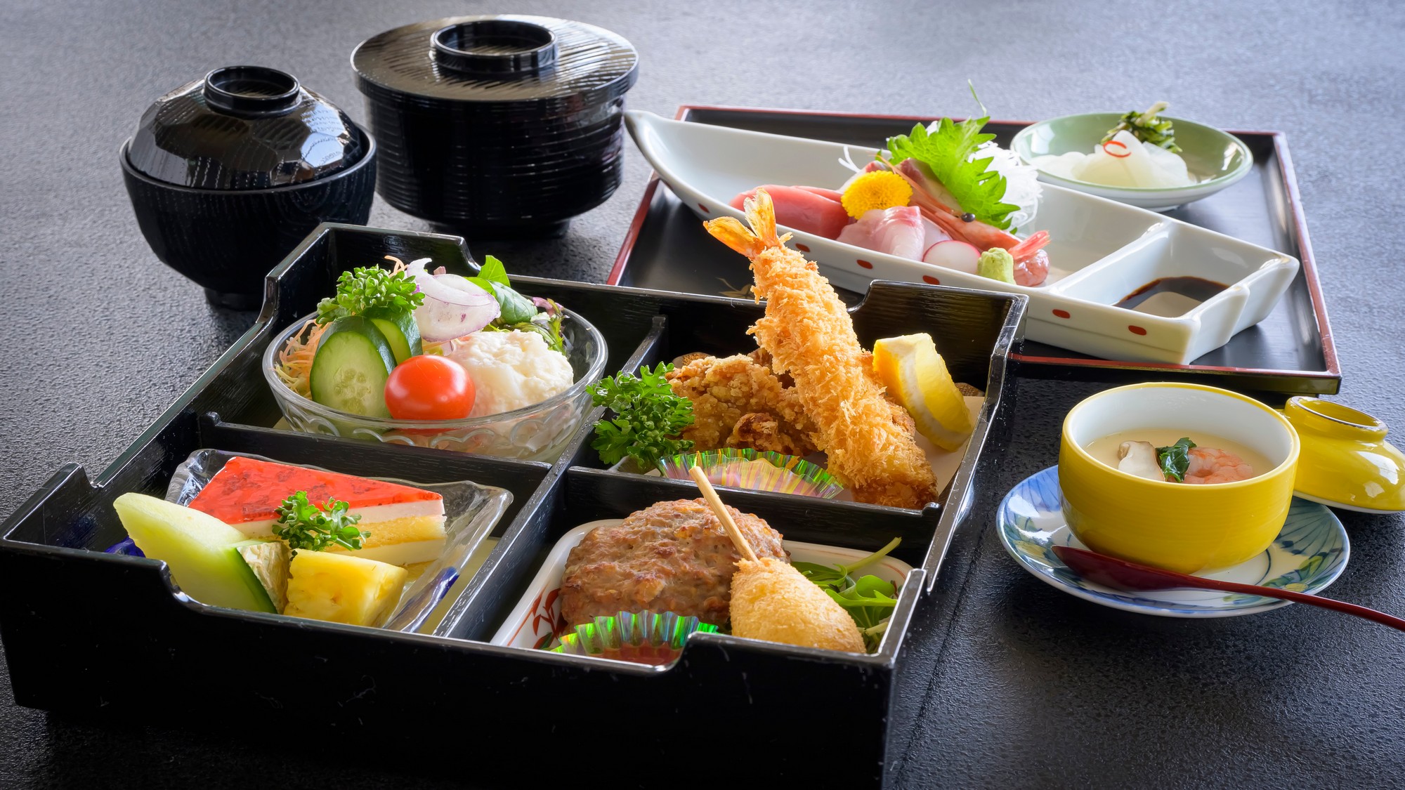 小学生のお子様お食事（とびうお）です。ボリューム満点！