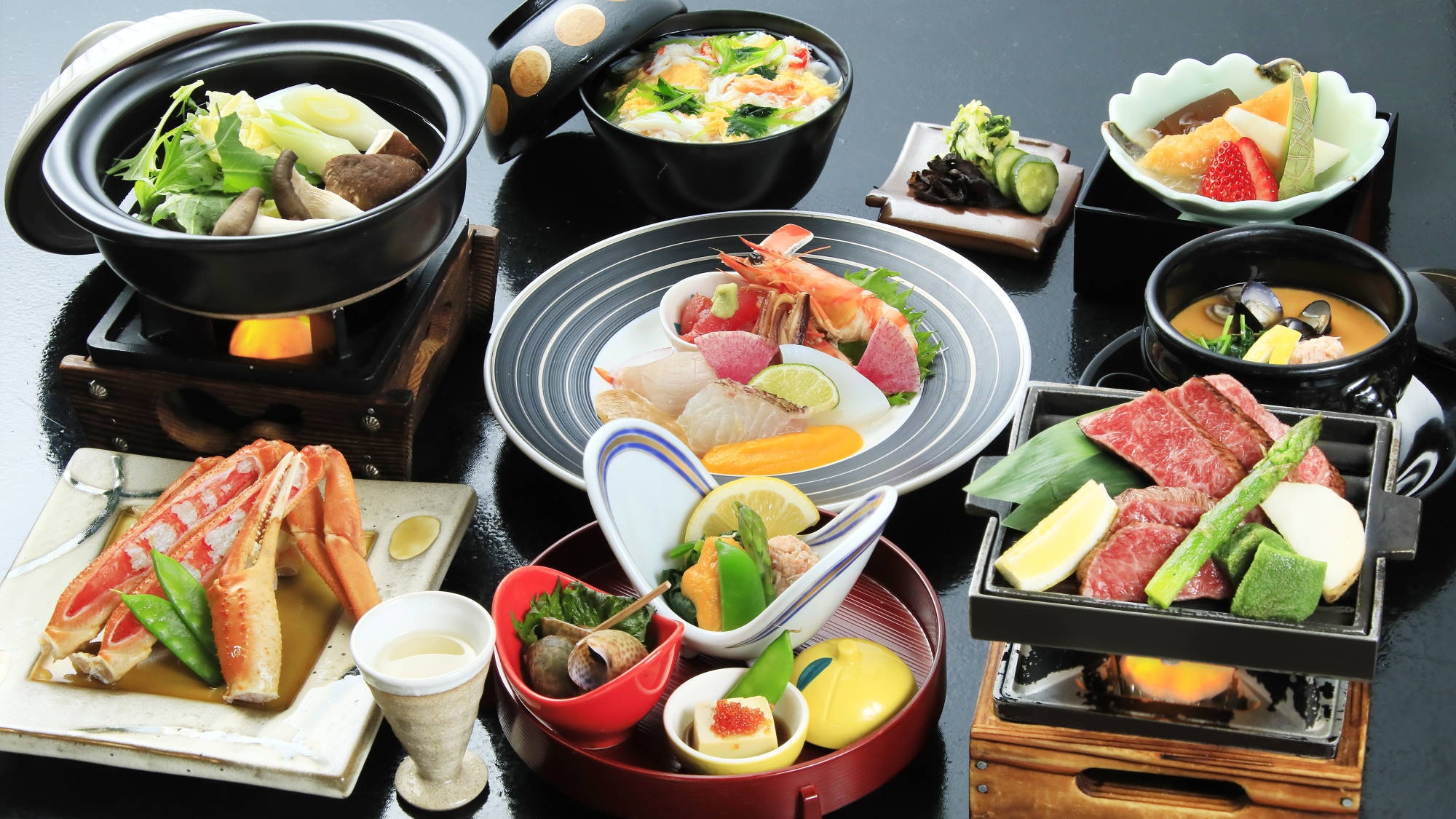 【お部屋食×牛蟹会席】山陰産和牛＆カニをお部屋で愉しむ／皆生でのんびり美食旅＜●牛蟹会席＞