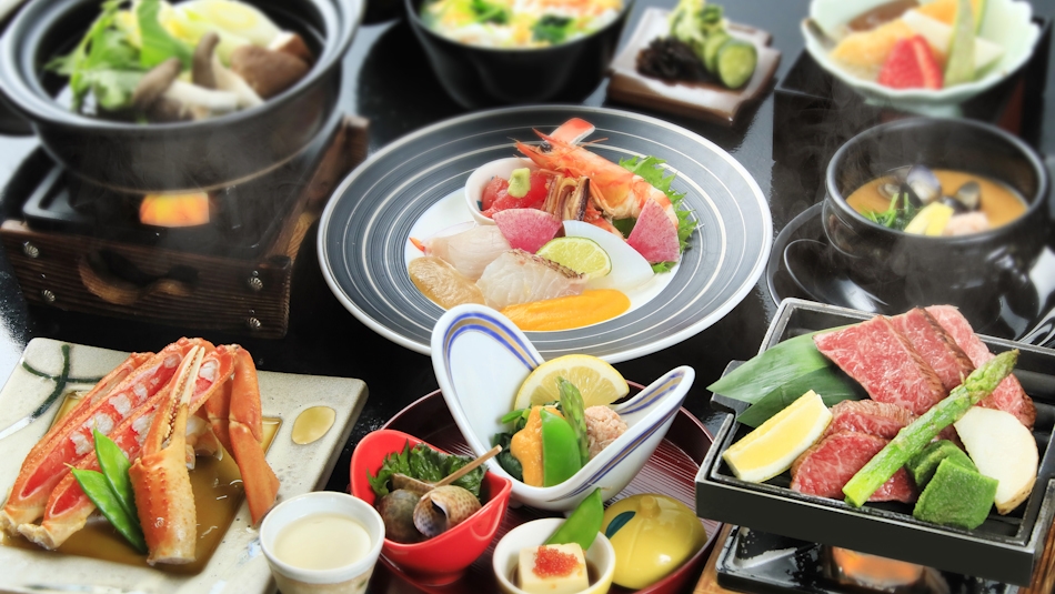 【夏SALE】山陰産和牛とカニを味わう！皆生風雅で食を満喫＜●牛蟹会席＞