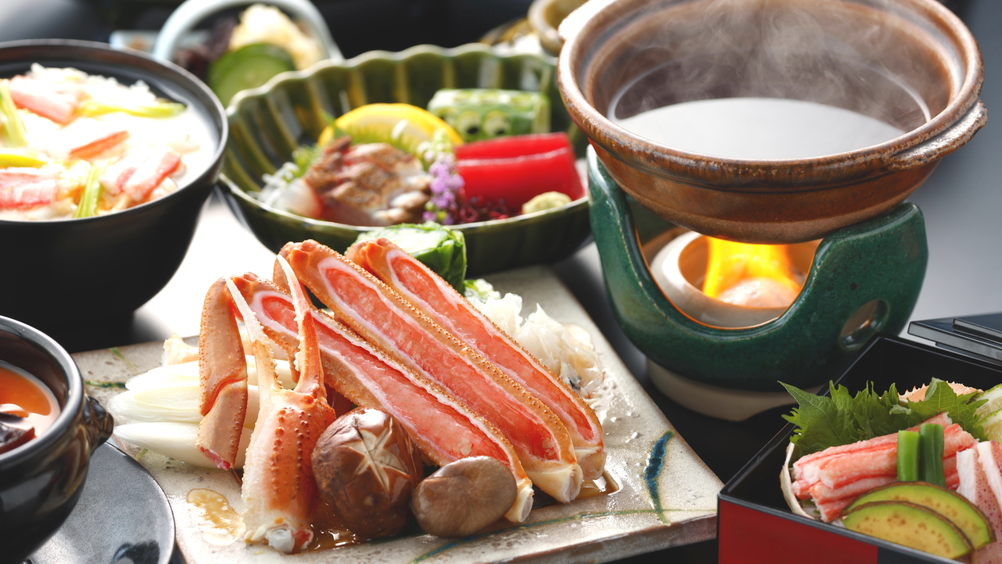 【夕食/特選蟹会席】蟹と地野菜をさっぱり蟹鍋でお愉しみ下さいませ　※一例