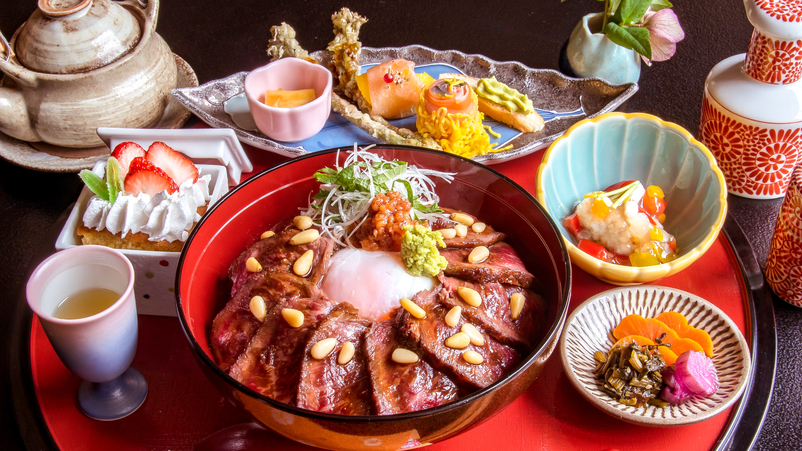 【朝食なし】手軽に夕食☆阿蘇名物のヘルシーな【あか牛】をサクッと味わう！美里特製あか牛丼御膳