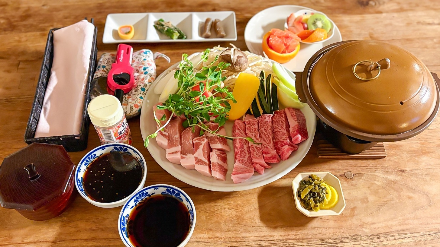 【夏限定★霜降り常陸牛の焼肉プラン】夕食は常陸牛サーロインの陶板焼き【1泊2食付】 