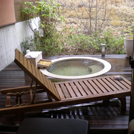 Each room has various open-air baths
