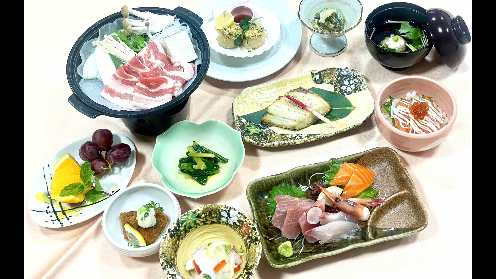 【基本プラン・夕食のみ】枝幸の新鮮魚介類を味わう♪オホーツク魚介御膳（夕食付）