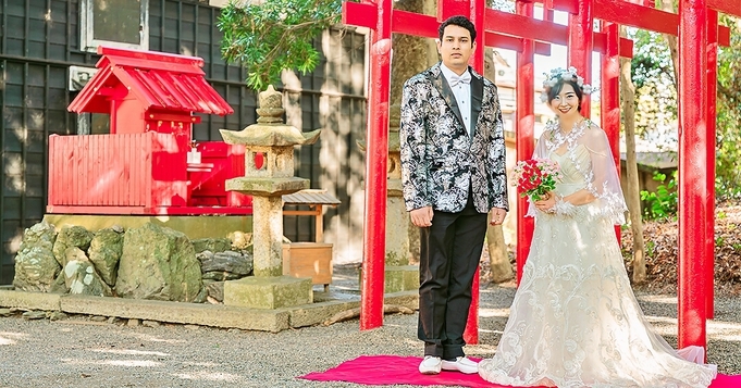 夫婦円満の神様の地で、花嫁衣装やドレスを着る体験プラン(夜朝バイキング）