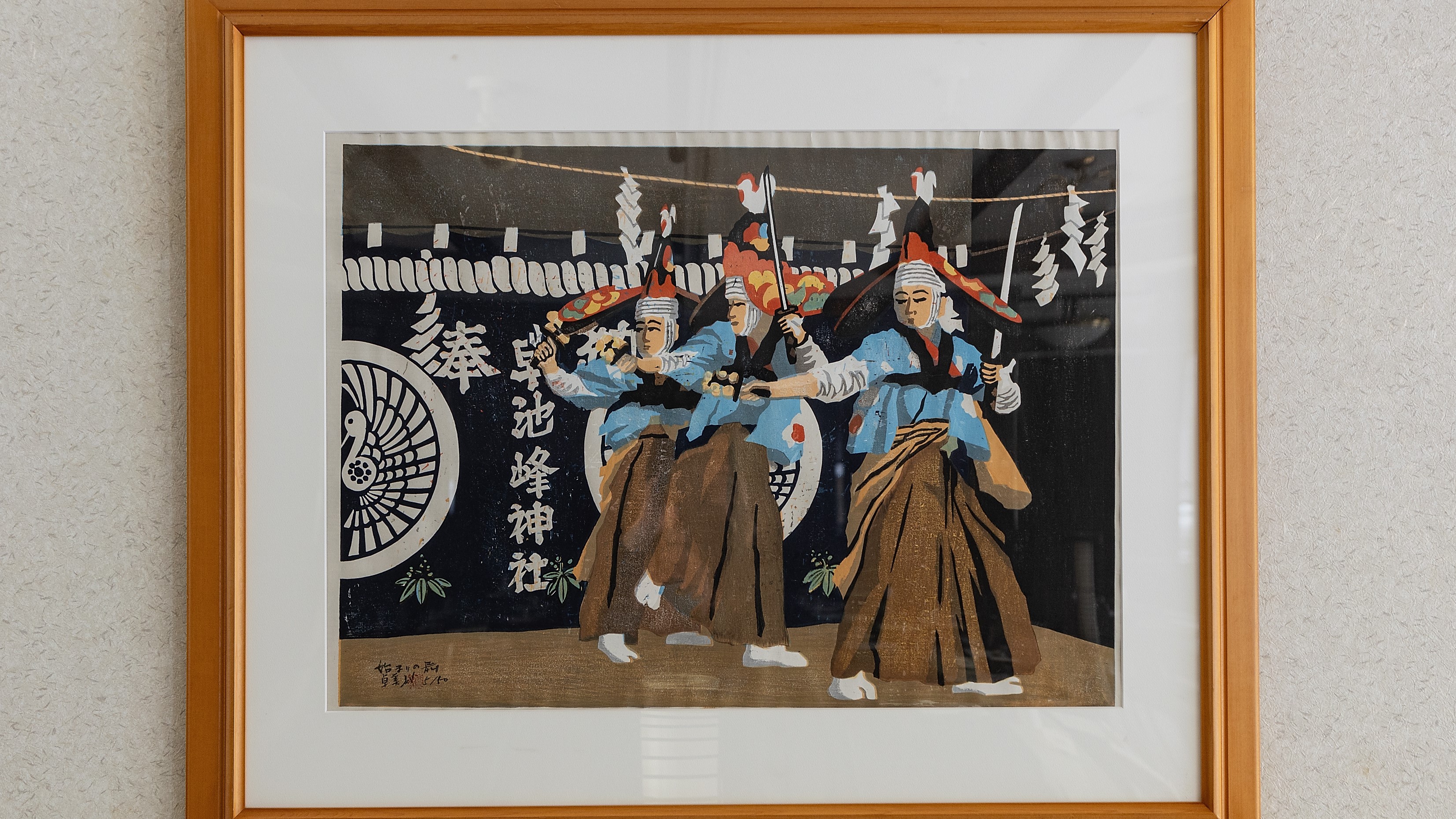 館内展示の早池峰神楽版画