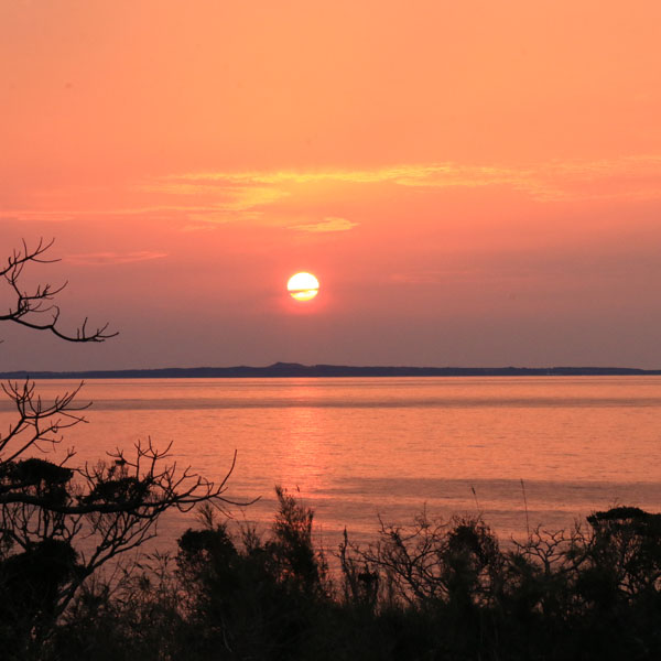 「居酒屋民宿珊瑚礁」から見る夕陽