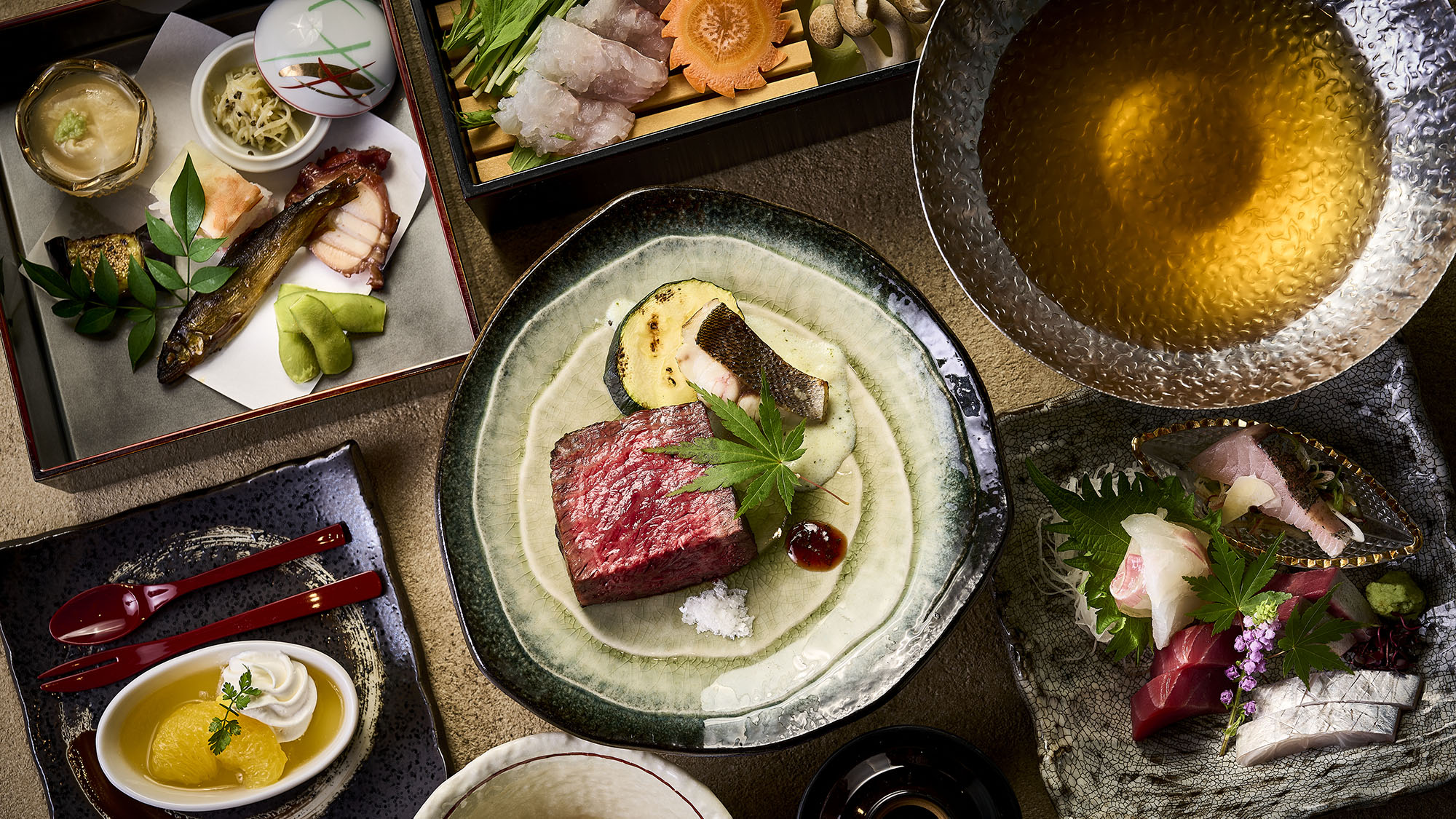 【スタンダードコース】メイン料理には熊野牛の希少部位を＜薪焼き＞でお楽しみ下さい。