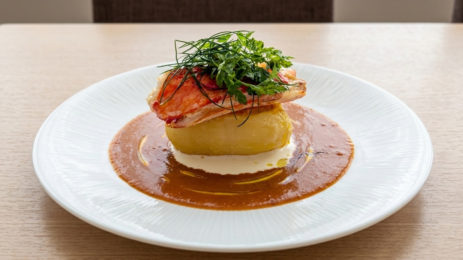 【ご夕食グレードアップ】メイン料理／炙りタラバ蟹と大地の恵み｜芳醇アメリケーヌソース