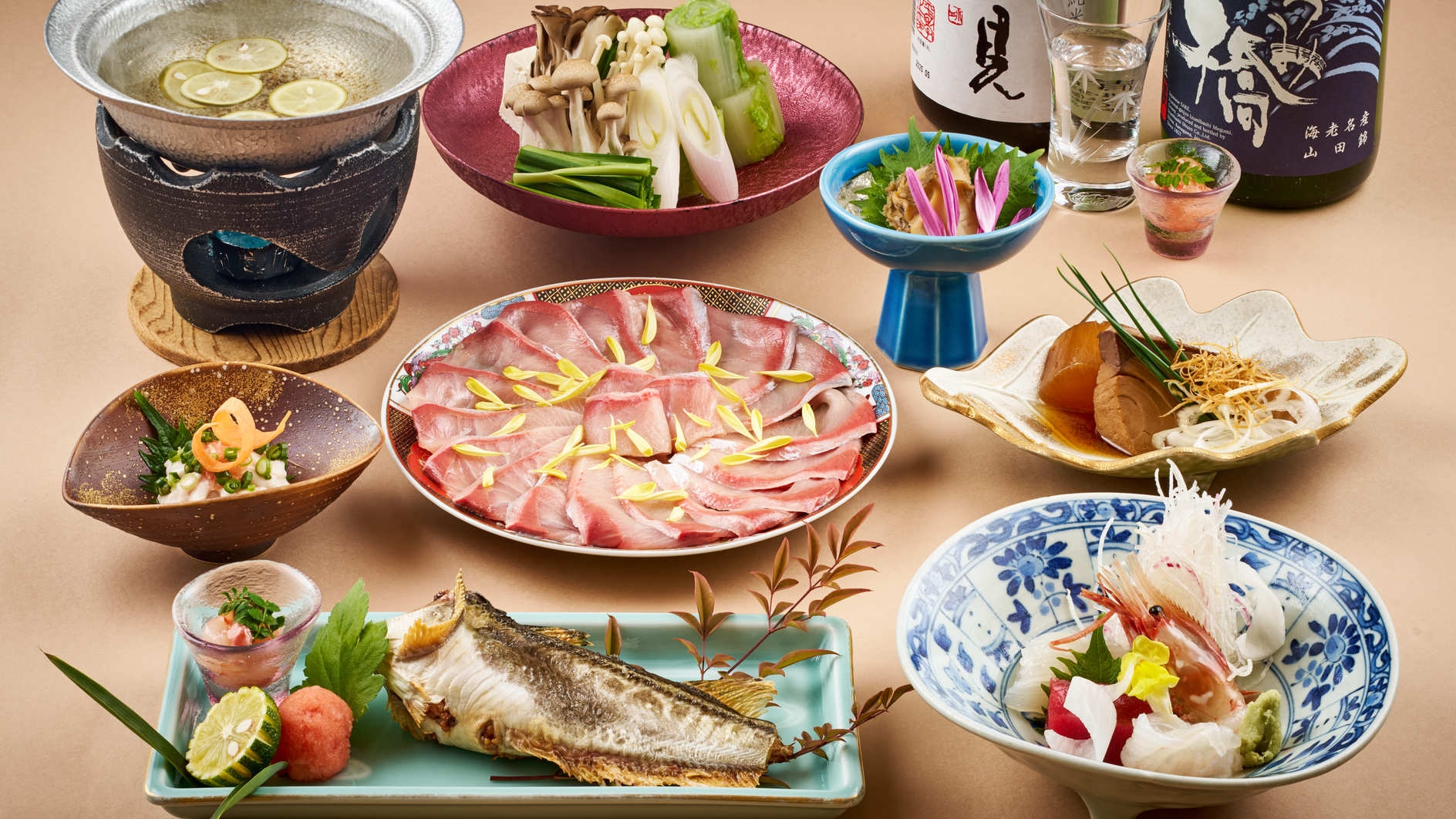 【冬の贅沢】旬の鰤しゃぶ会席で白子・鮑・朝獲れ烏賊など函館の味覚を堪能（1泊2食付き）