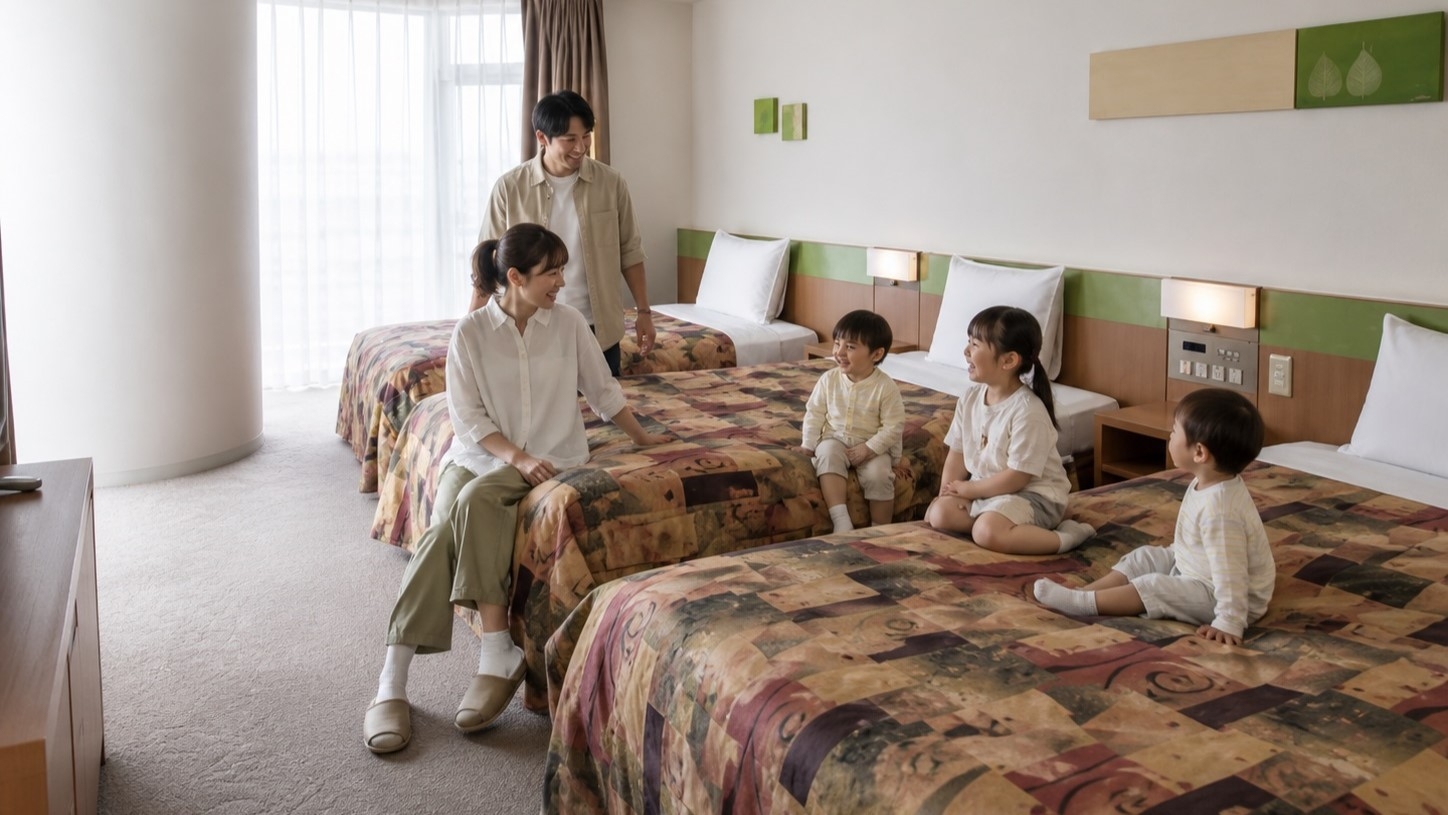 【ファミリーに最適】添い寝無料＆広々客室確約！お部屋で温泉満喫♪12時チェックアウト（朝食付き）