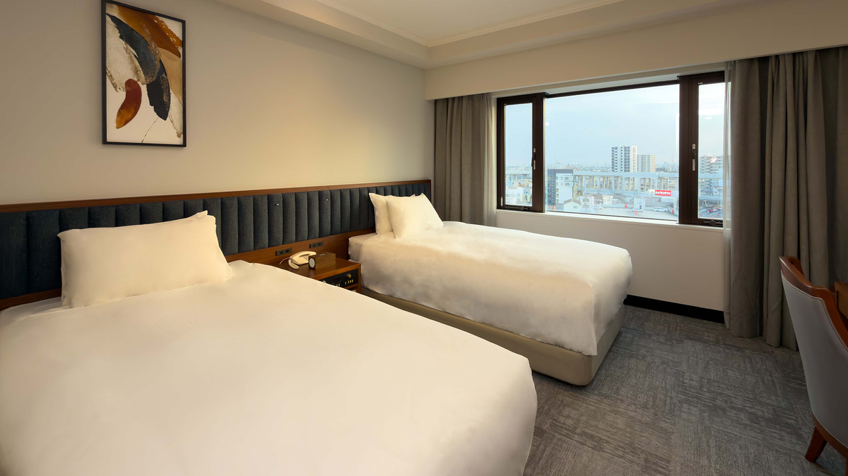 【リニューアル客室】スタンダードツイン　24平米　1100ｍｍ×2030ｍｍベッド2台