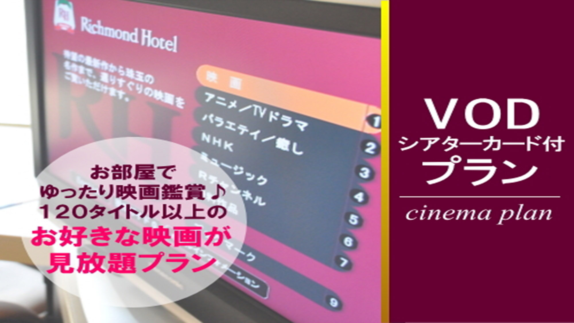 【素泊まり】〜お部屋でのんびり〜120タイトル以上の映画が見放題！プラン