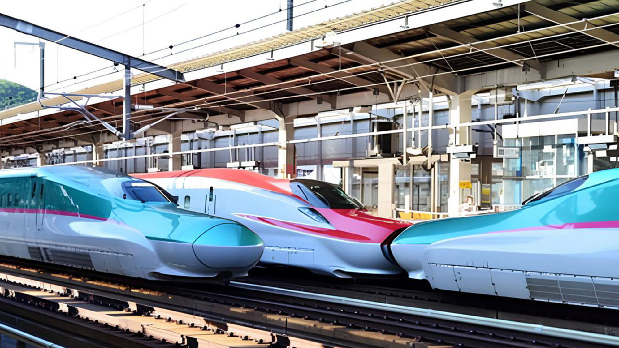 目の前がやまびこ、奥がこまちと連結したはやてでございます！