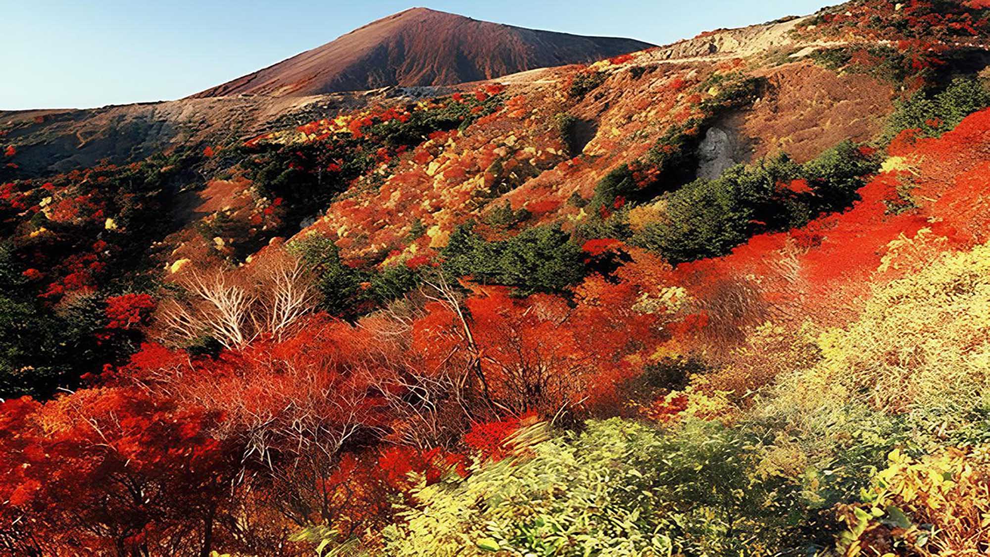 【天狗の庭（磐梯吾妻スカイライン）】秋には色鮮やかな紅葉が楽しめます｡