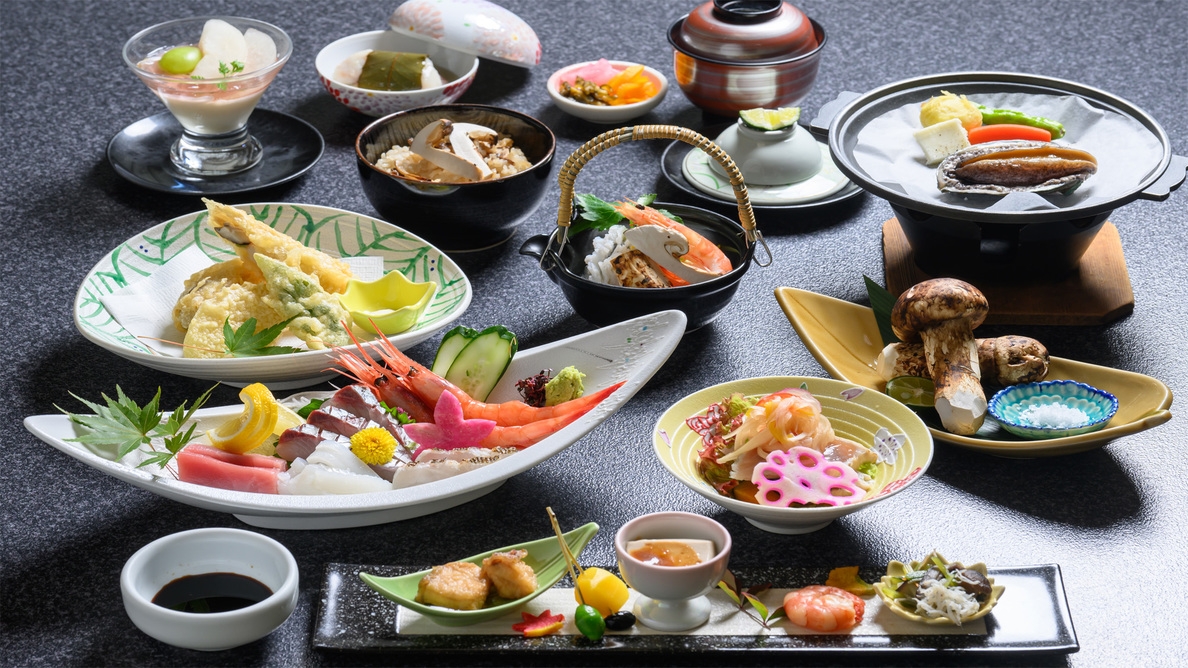 ☆【日帰り昼食】焼き松茸が1人に2本付いた「焼き松茸付き海鮮会席」（２階お食事会場）