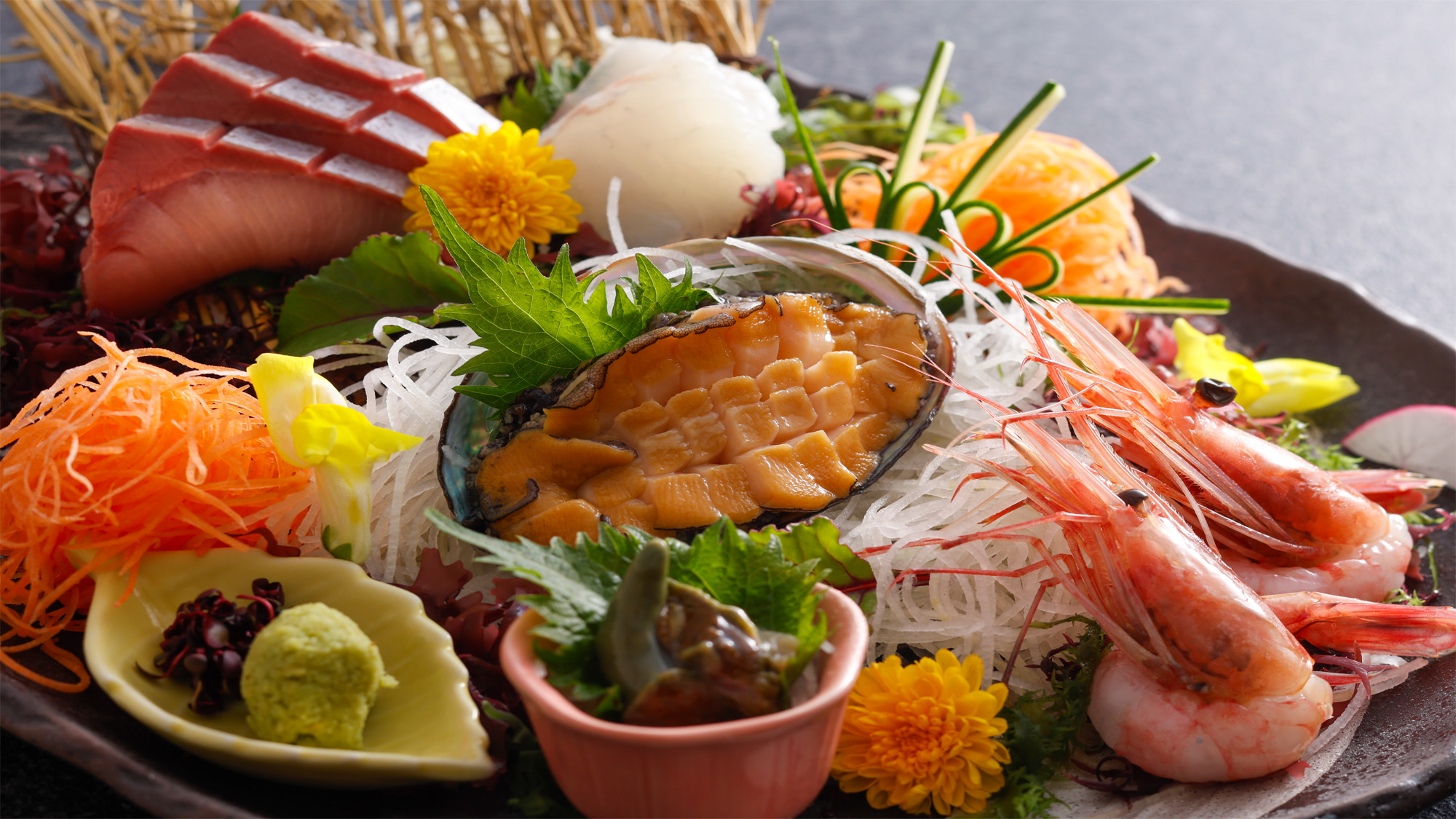 鮑の造り＆刺身盛り合わせ