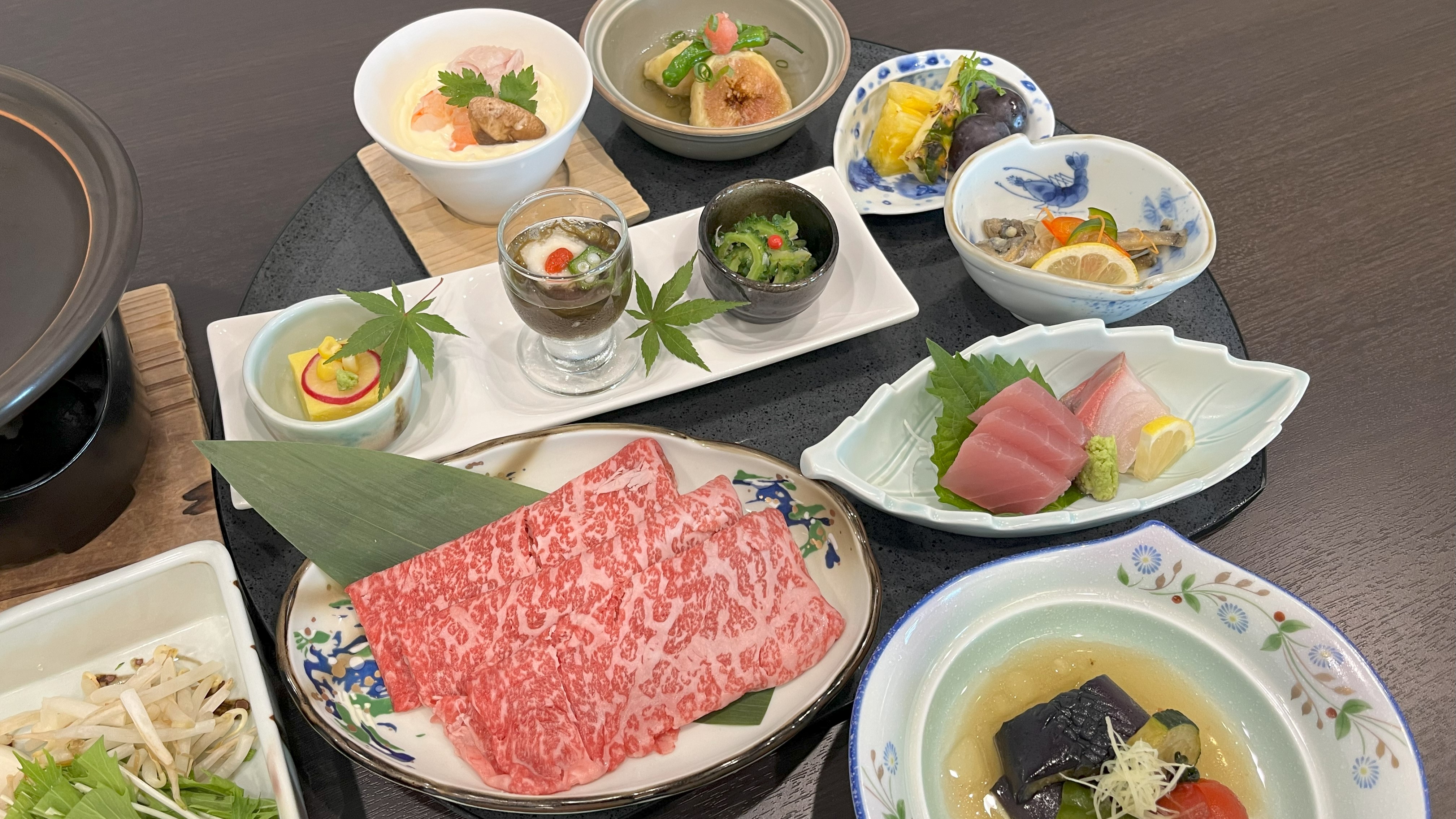 【 ２種のご夕食膳 】宮崎県産牛 焼きしゃぶ ( 要事前予約 )