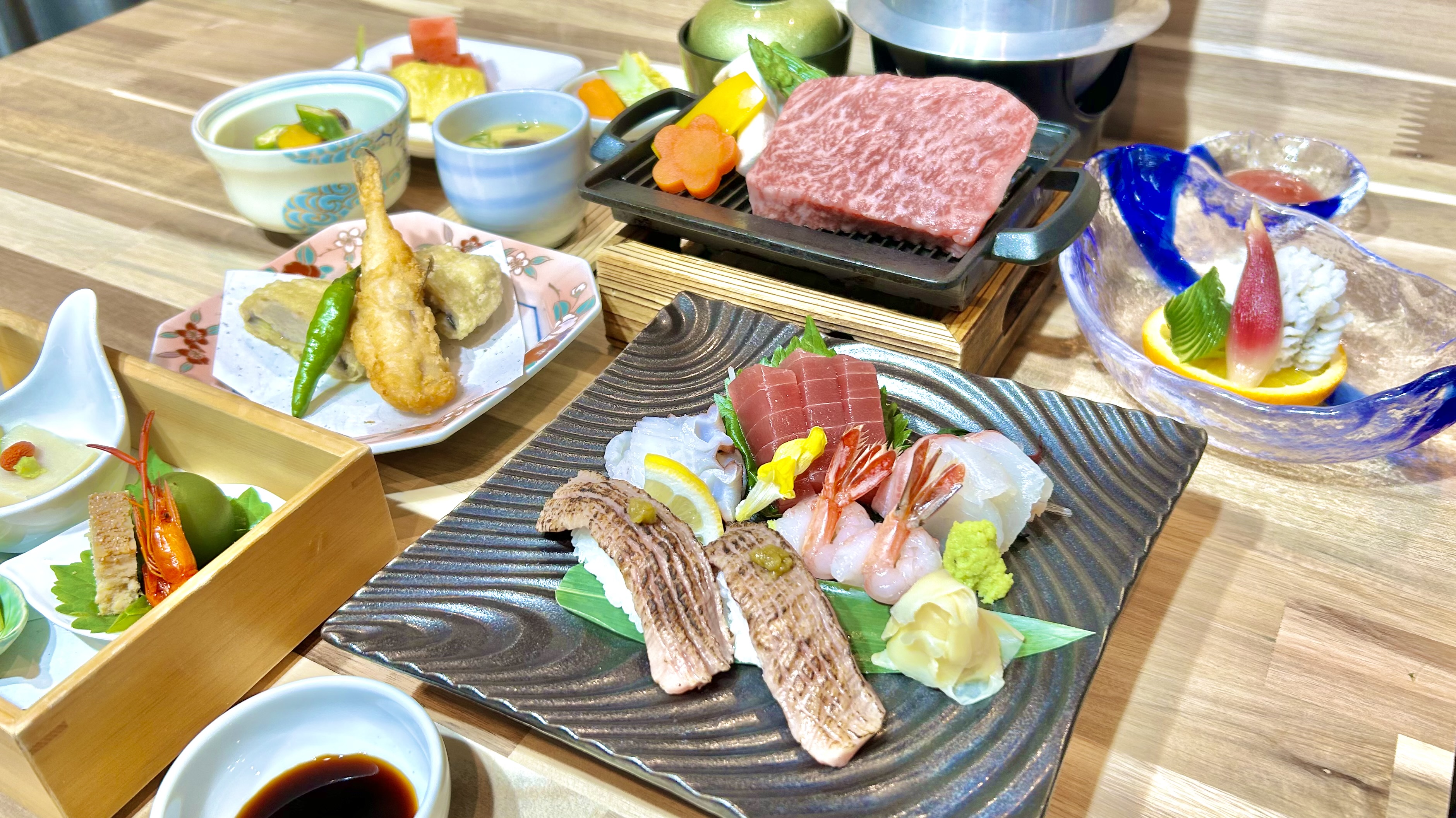 ◆宮崎牛の陶板焼きと炙り寿司の会席コース◆