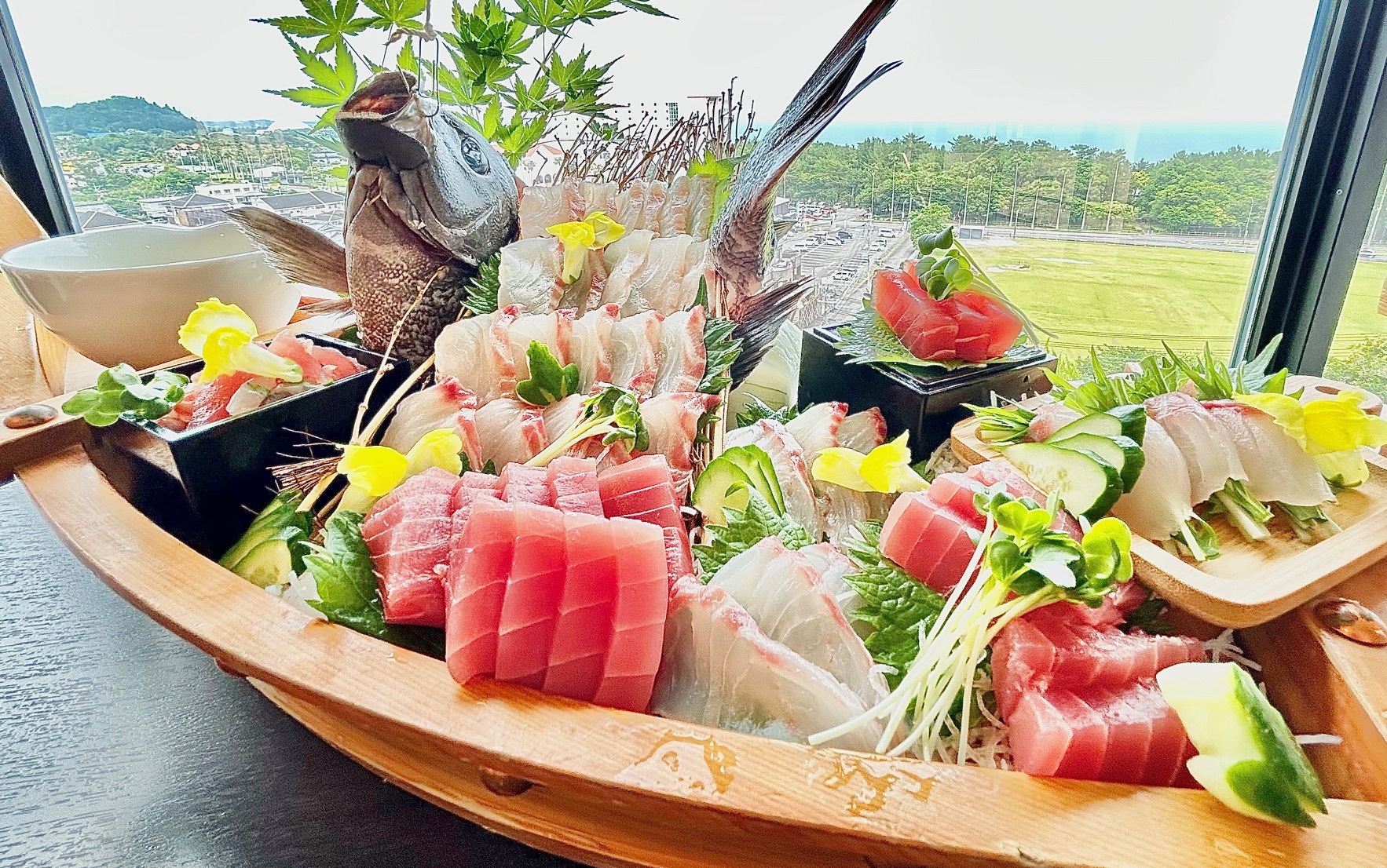 新鮮なお魚を絶景を眺めながら。