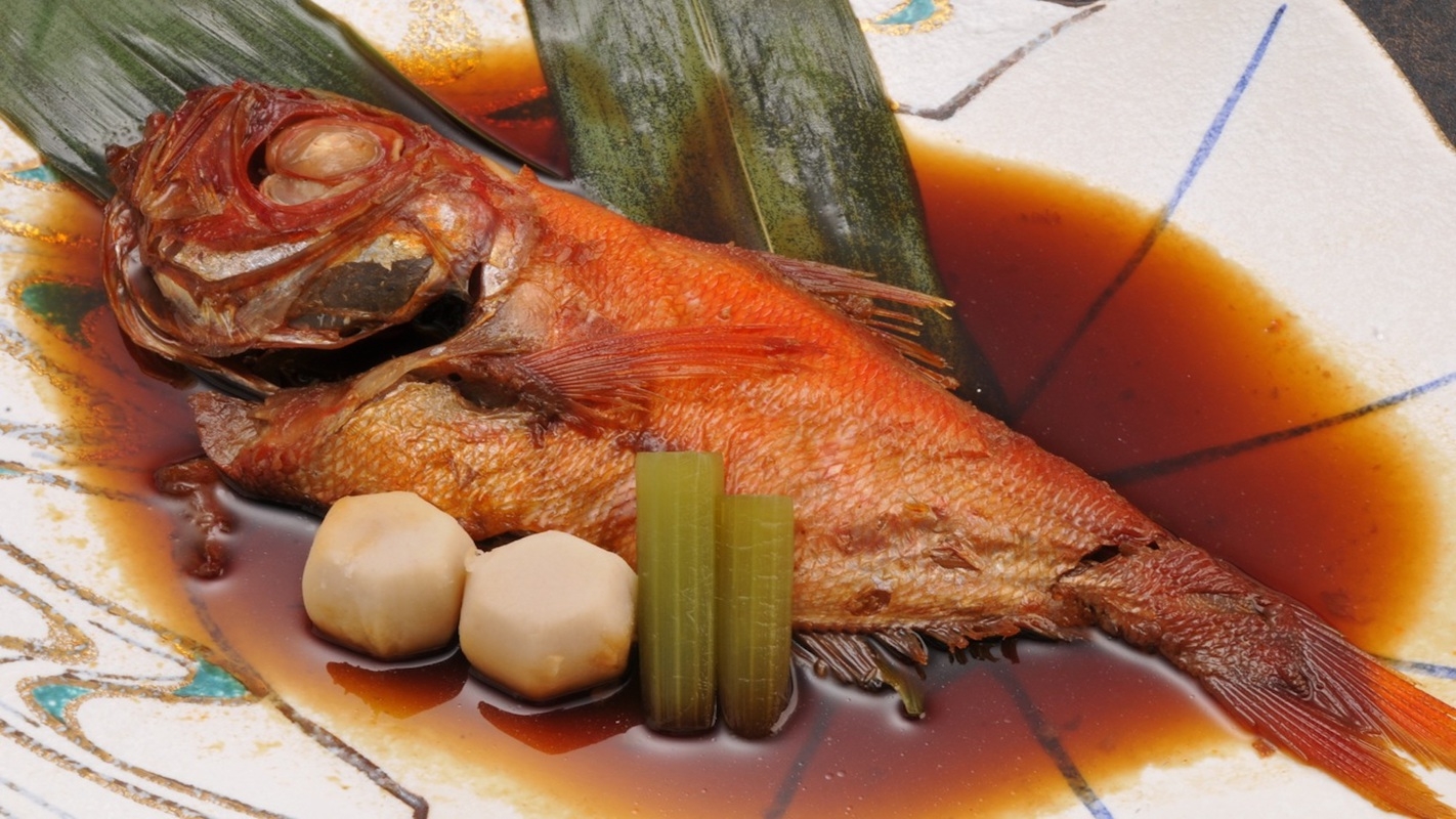 【お料理グレードUPプラン】金目鯛の姿煮＆アワビの踊り焼き＆伊勢海老＆金目のしゃぶしゃぶ