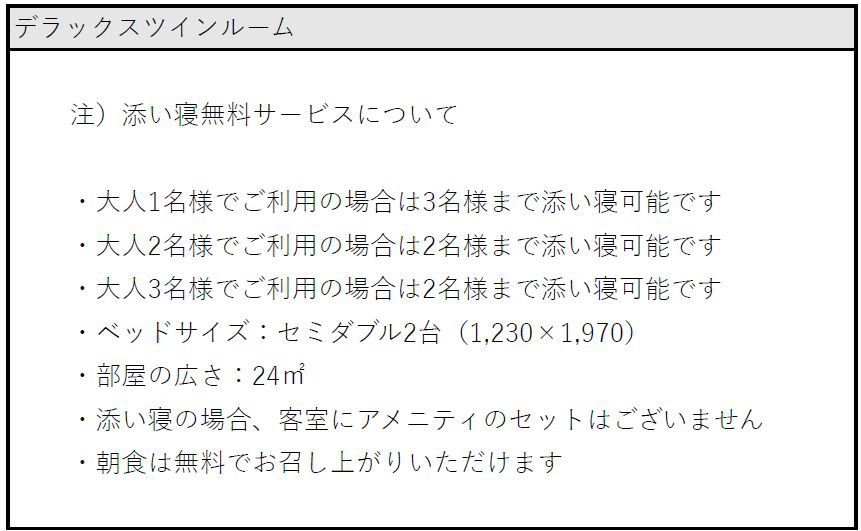 【注意事項】デラックスツイン