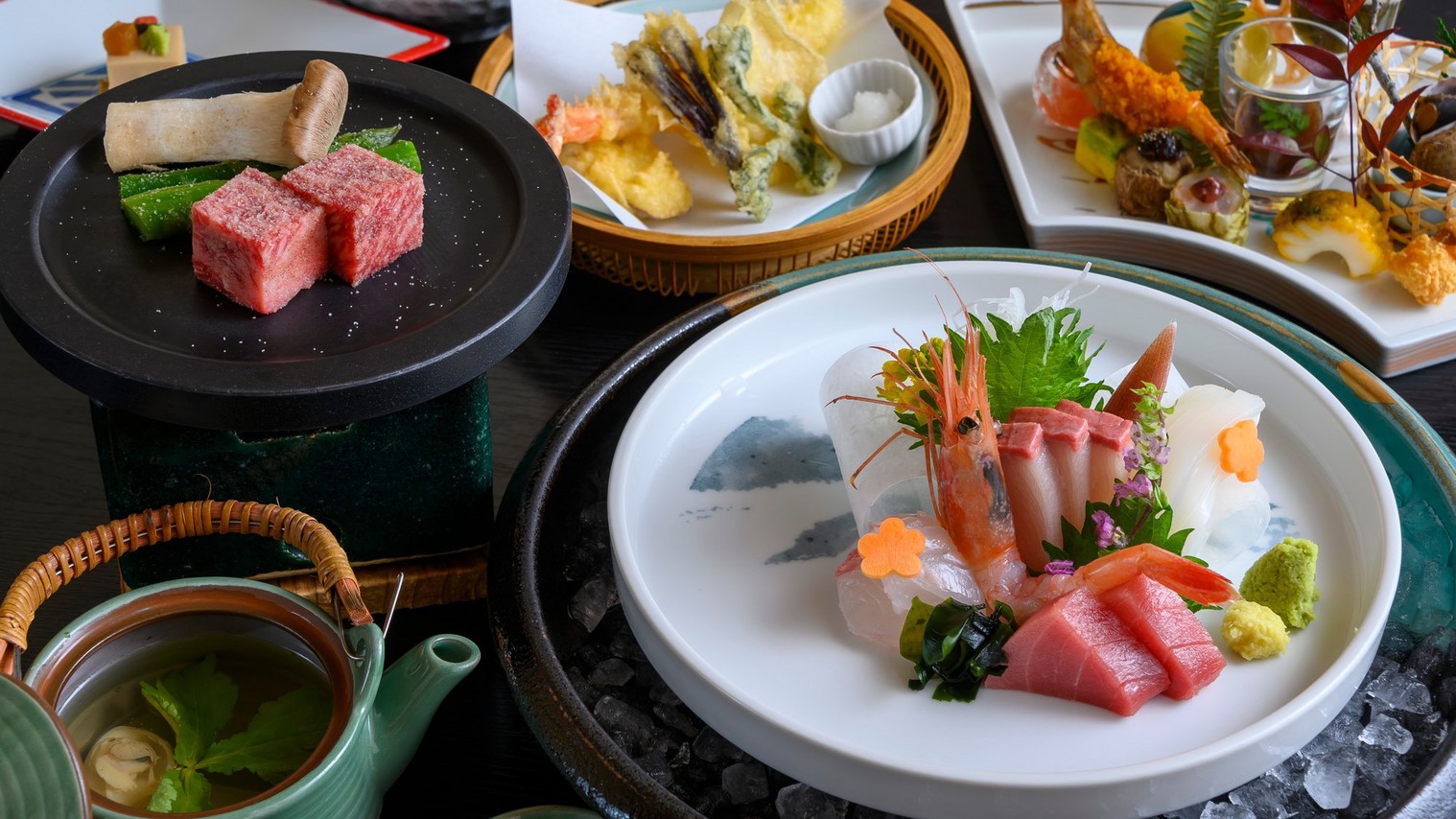 【日帰り〇グレードアップ月会席】宿泊無しの＜ご夕食と温泉ご入浴＞鳥取和牛と海山の恵み豊かな山陰の味覚