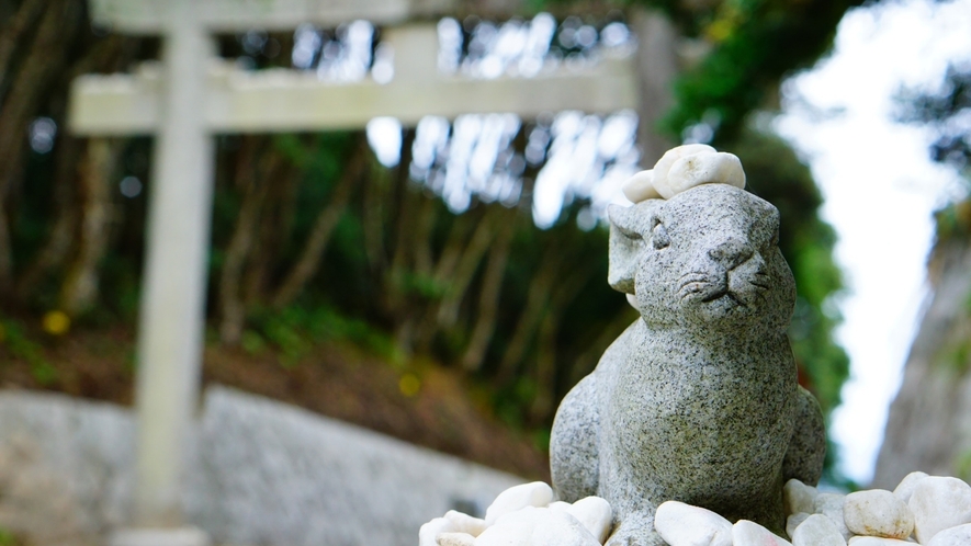 かわいいうさぎが出迎えてくれる、白兎神社。縁結びの神社としても有名です。