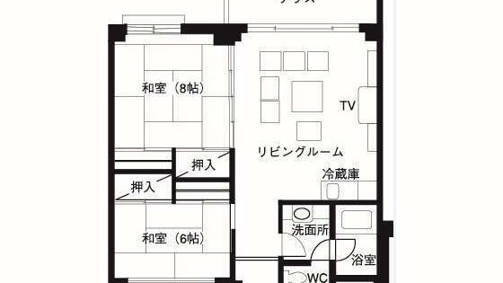 【コテージ】和室6畳+8畳+リビング(75.5㎡)