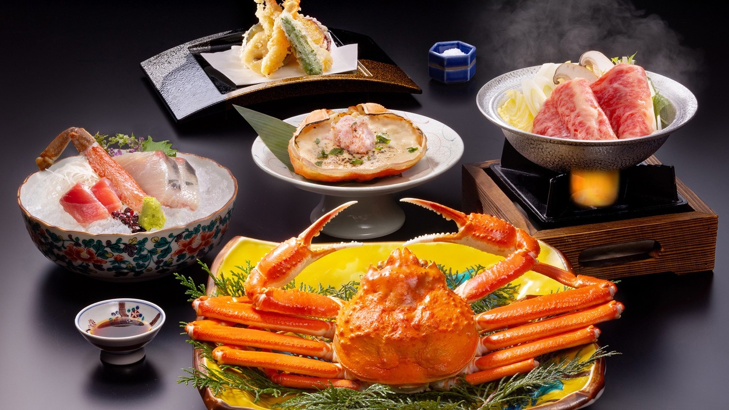 【さき楽60日前2000円お得　ズワイ蟹会席】蟹尽くし1.5杯のズワイ蟹　天婦羅食べ尽くし＆飲み放題