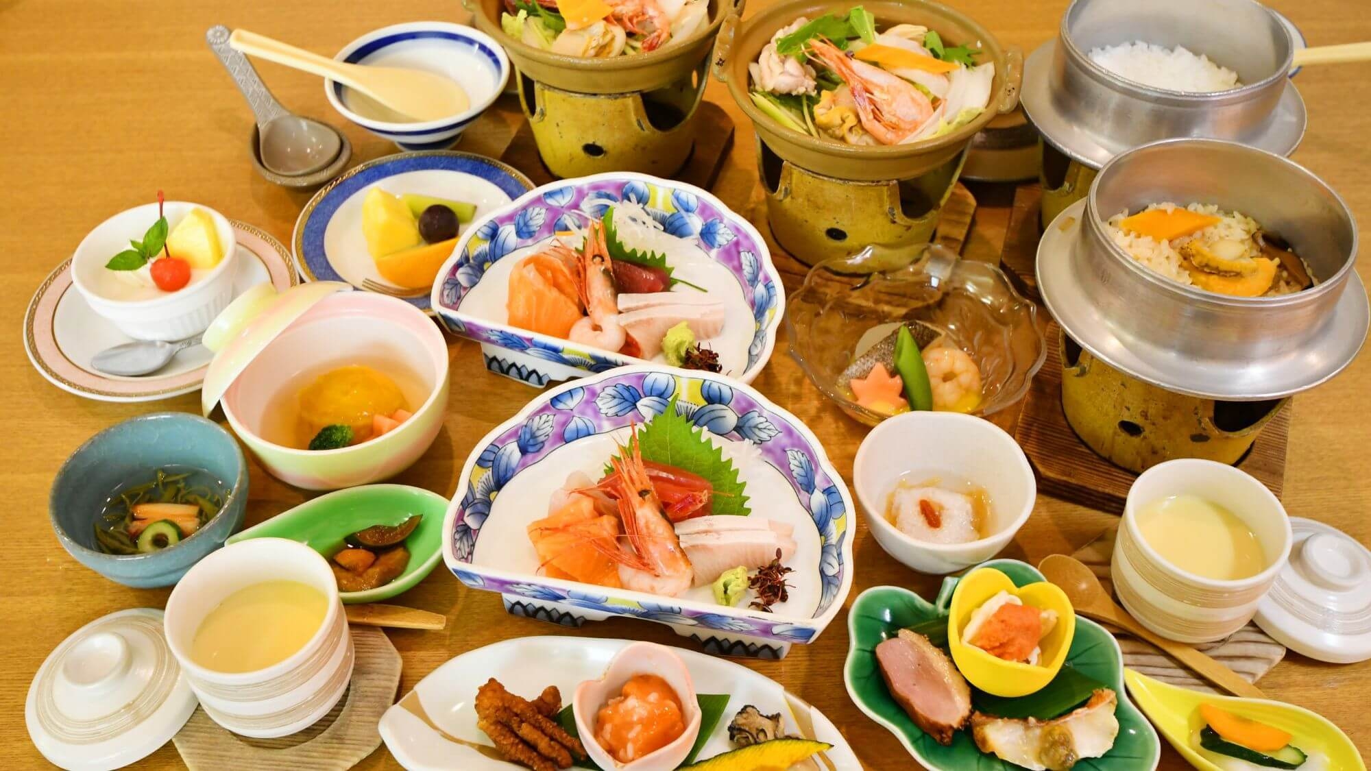 【ご夫婦・お二人で食べ比べ★夫婦膳コース】海の幸コースと炊き込み釜飯付き料理長お薦めコース食べ比べ♪