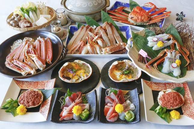 【冬まるごと城崎温泉！３大特典付、かに会席】活け松葉ガニ×焼きガニ×カニすき鍋「海神プラン」
