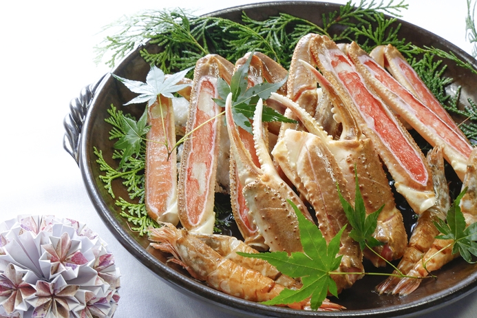 【冬まるごと城崎温泉！３大特典付、かに会席】活け松葉ガニ×焼きガニ×カニすき鍋「海神プラン」
